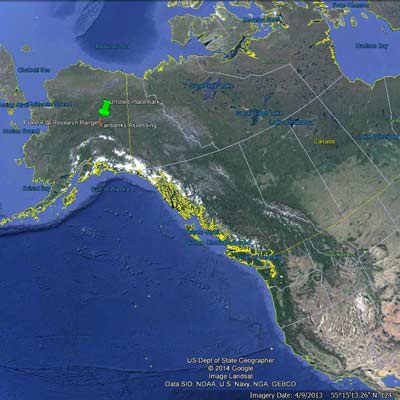 Google Earth Map showing Poker Flat, Alaska.