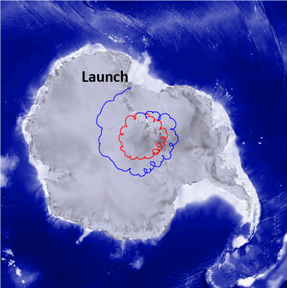 A map of Antarctica, which shows both the first and second circumnavigation paths