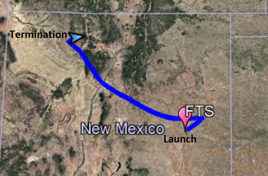 A trajectory map of Fort Sumner for early to mid-September